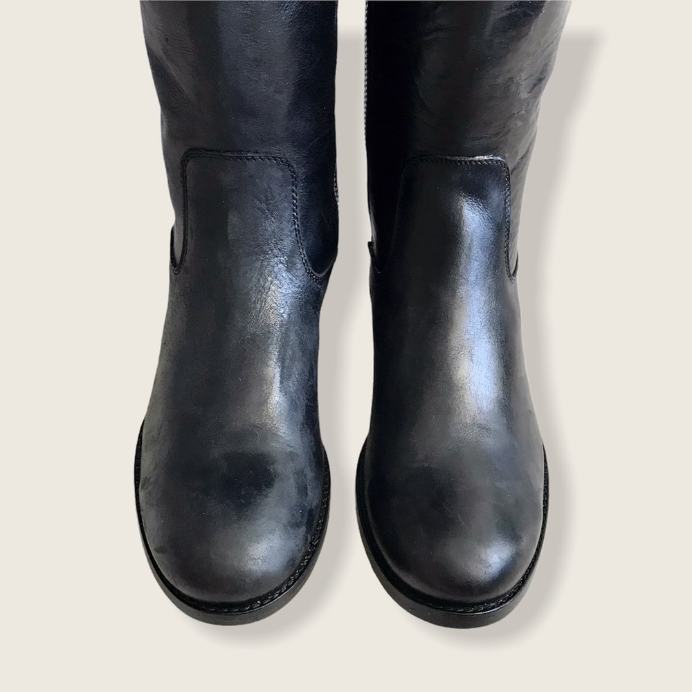 Frye Melissa Button Black Leather Knee High Boot - Picture 11 of 16